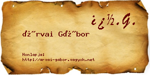 Árvai Gábor névjegykártya